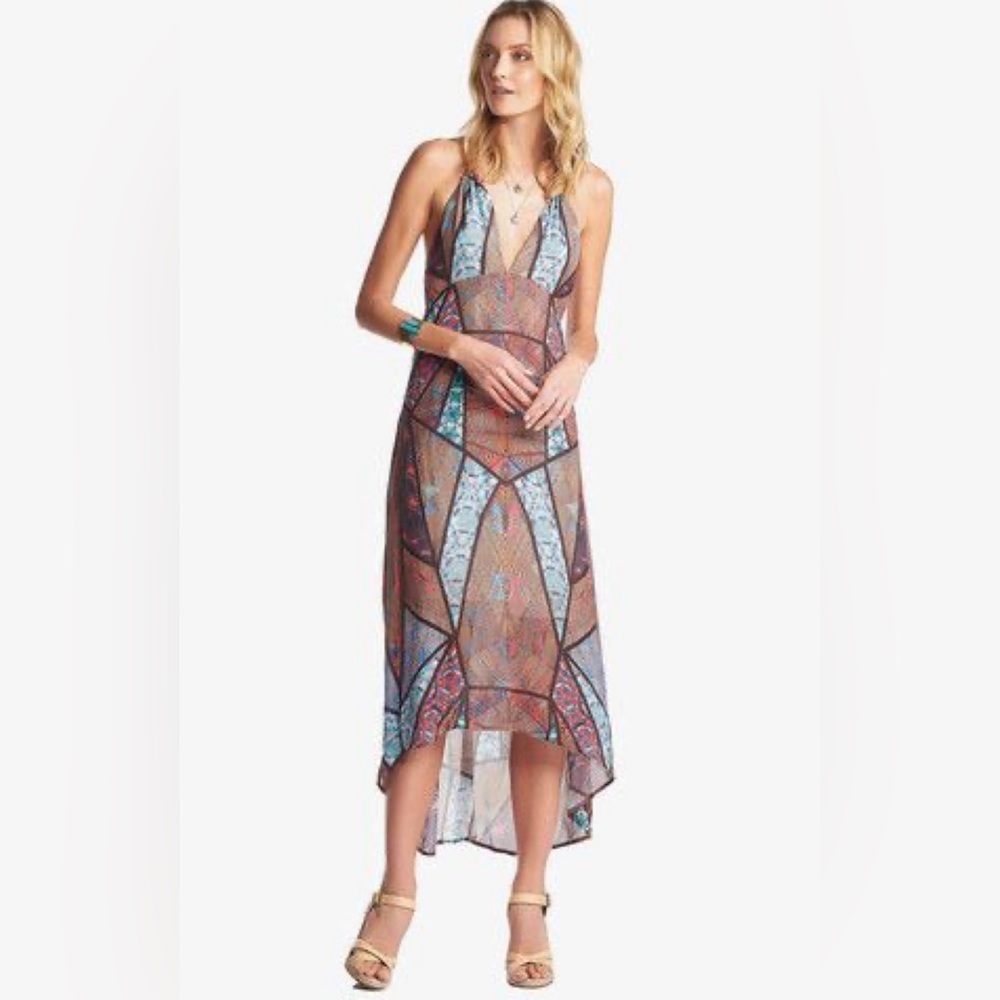 Tart Boho High-Low Halter Maxi Dress | Multicolor Chiffon Resort Dress